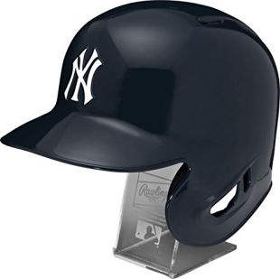 Rawlings MLB New York Yankees Replica Batting Helmet with Engraved Stand, Official Size, Blue