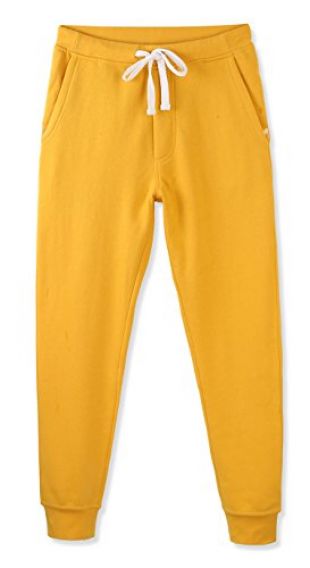 HETHCODE Mens Classic Fit Basic Fleece Closed-Bottom Pocketed Joggers Sweatpants Apricot Gold L
