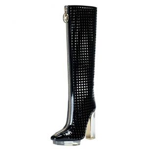 Versace Women's Perforated Leather High Heel Platform Boots Shoes US 6 IT 36 Black