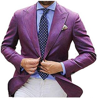 Leader of the Beauty Purple Men Suit Blazer with White Pants Custom Wedding Party Tuxedos (Jacket+Pants