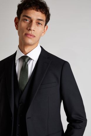 Mens Black Suit Jacket Slim Fit Single Breasted Wool Blazer 2 Button
