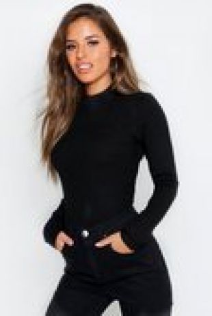 Petite Ribbed Knitted High Neck Sweater