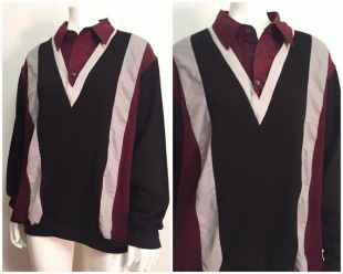 Pull / pull pull / pull à rayures / Polo pull / chemise Polo manches longues / noir gris L lie de vin / grand