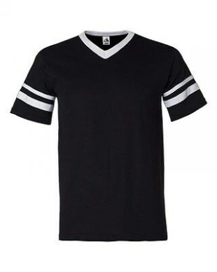 Augusta Men's & Women's V-Neck Baseball Jersey with Striped Sleeves T-Shirt 360A | eBay