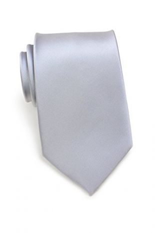 Bows-N-Ties Men's Necktie Solid Color Microfiber Satin Tie 3.25 Inches (Light Silver)