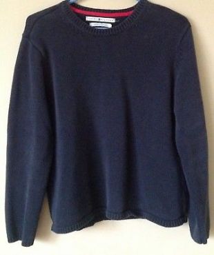 Navy Blue Crewneck Long Sleeve Sweater Pullover