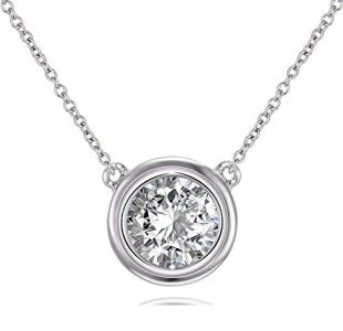 Solitaire Pendant Necklace .925 Sterling Silver Round 6mm, Silver, Size No Size