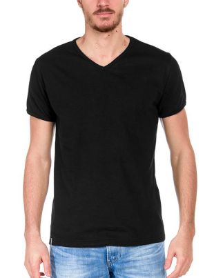 Tee shirt Homme Noir Col V