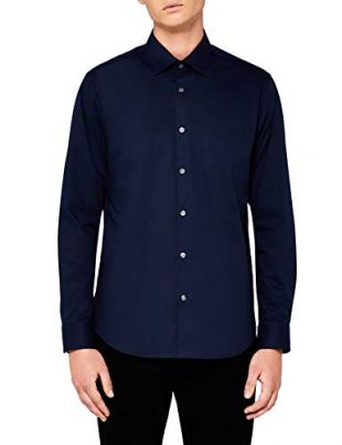 MERAKI Chemise Droite Habillée Homme, Bleu (Navy), Medium