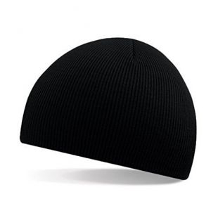 Bancn - Bonnet uni à fine rayures, effet laine - Pour le ski - Coloris noir