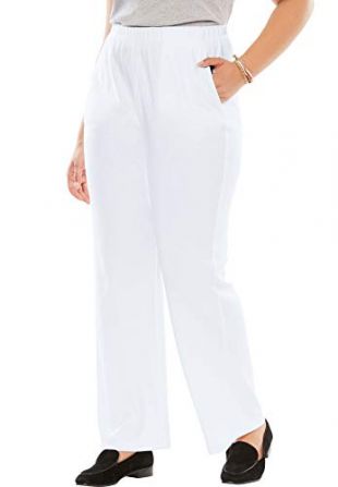 Woman Within Women's Plus Size 7-Day Knit Wide Leg Pant - 6X, White