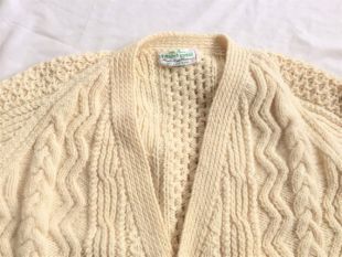 Vintage des années 80 irlandais Cardigan en laine lourde grand