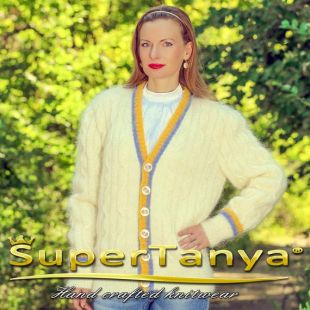 Tennis ivoire mohair cardigan par SuperTanya