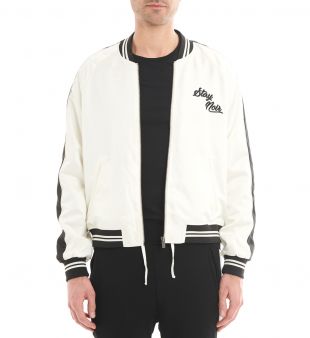 Blouson effet satiné style bomber avec broderies