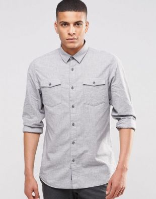 Selected - Double Pocket Shirt Light grey Men Shirts