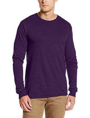 Soffe Men's Pro Weight Long Sleeve Tee Purple Medium