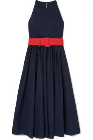 Corinna Belted Cotton Poplin Midi Dress