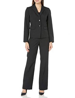 Le Suit Women's 2 Button Black Pant Suit