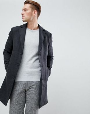 Pier One Long Coat In Dark Grey | ASOS