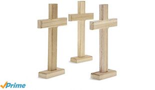 Juvale Unfinished Wood Home Decor Standing Table Cross (3 Pack)