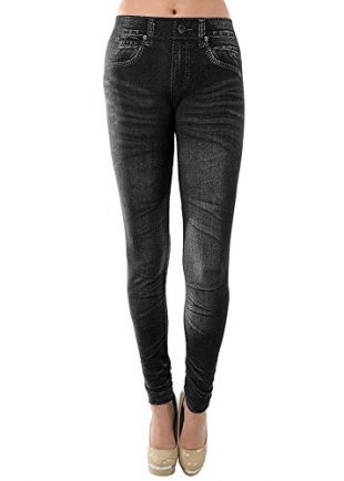 sofra - Sofra Blue or Black Denim Look Stretchy Jean Leggings for Women ...