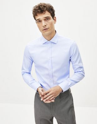 Chemise regular col italien 100% coton
