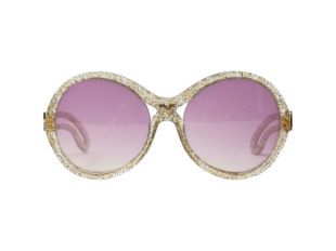 Lunettes de soleil Nina Ricci Gold et Glitter Vintage avec lentilles violettes. Lunettes des années 1970 dans un nouveau stock ancien