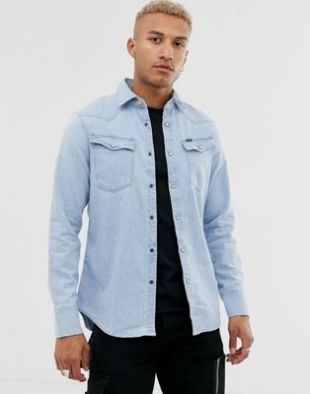 G-Star - 3301 - Chemise slim en jean - Bleu clair | ASOS