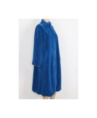 Long manteau bleu en fourrure de lapin faux