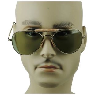 Lunettes de soleil Aviator, Lunettes de soleil Vintage, Unisex Aviator, Goldtone Wire Frames w/ Cable Temples