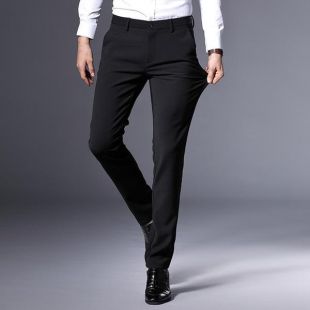 Black Casual Pants Men Fashion Slim Fit