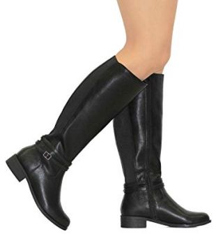 Women's Fashion Fold Over Mid Calf Slouch Boots with Buckle
