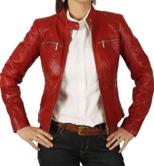 Red Leather Biker Jacket