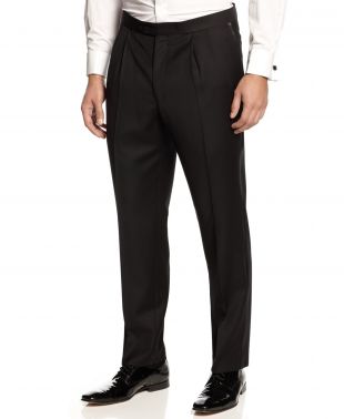 Pleated Black Classic-Fit Tuxedo Pants
