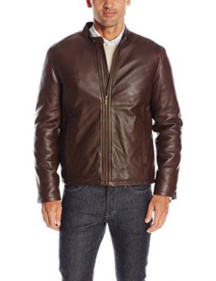 Cole Haan - Cole Haan Men's Leather Jacket, Java, Medium