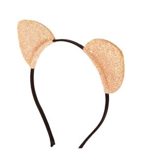 Serre-tête oreilles de chat à paillettes couleur doré rose