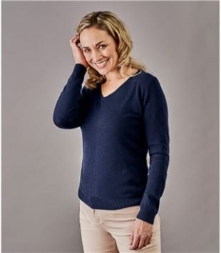 Womens Pure Cashmere V Neck Jumper