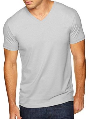 Men's premium cotton / suede blend v-neck t-shirt. (Light Grey) (Small)