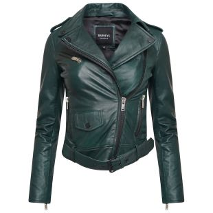 Real Leather Biker Jacket in Green