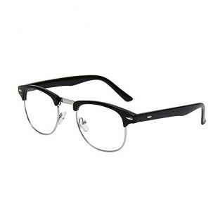 Shiratori New Vintage Fashion Half Frame Semi-Rimless Clear Lens Glasses black
