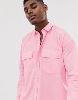 ASOS DESIGN oversized 90's style shirt in neon pink | ASOS