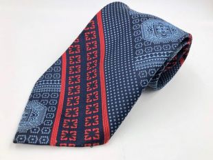 Vintage des années 1970 bleu large cravate en Polyester rouge à motifs rayures