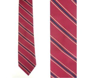 80s Red Blue - Cream Skinny Tie, Mens Tie, Striped Tie, Diagonal Striped Tie, Skinny Tie, Red Striped Tie, Polyester Tie, 80s Tie, Preppy