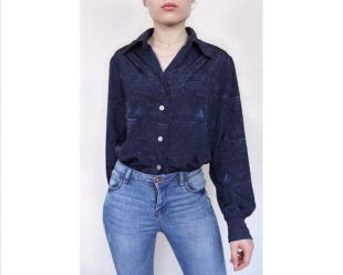 Zara T. M Noir Tunique Blouse Boutonnée Manche longue Géométrique