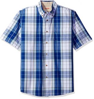 Wrangler Herren Hemd Authentics Short Sleeve Plaid Woven - Blau - Mittel