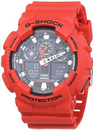 Casio G-SHOCK Orologio 20 BAR, Rosso, Analogico - Digitale, Uomo, GA-100B-4AER