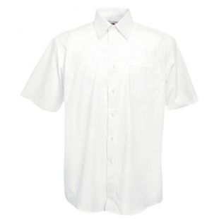 Fruit of the Loom Men's Poplin Short Sleeve Shirt, White, 18" Collar (Manufacturer Size:XX-Large)