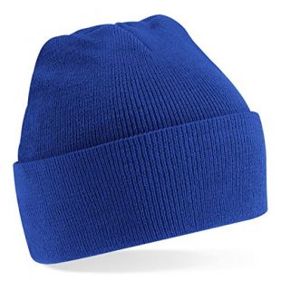 Beechfield Knitted hat with turn up in Royal