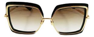 Dita Narcissus Schwarz und Gold gebürstet Sonnenbrille in Braun Verlaufsglas DTS503-58 BLK GLD