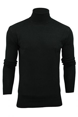 Mens Roll Polo Neck Jumper by Brave Soul 'Hume' (Black) L